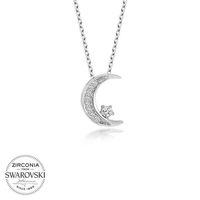 Swarovski Taşlı Lucky Life 925 Ayar Gumuss Ayyıldız Bayan Kolye