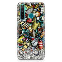 Realme 5 Pro Kılıf Fitness Doodle Arka Kapak Koruma Desenli Full Koruyucu