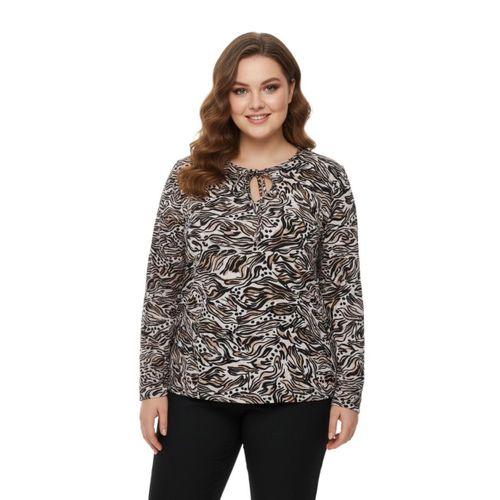 Kadın Baskılı Yaka Bağlamalı Bluz BGL-ST05099