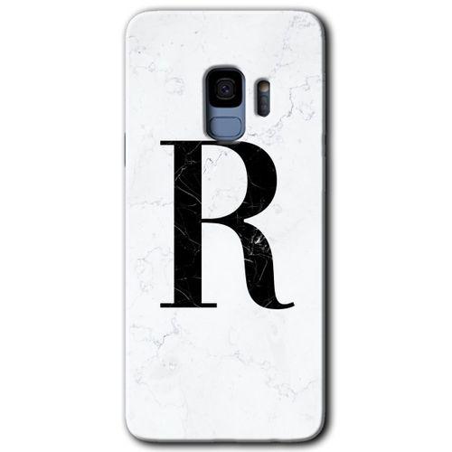 Samsung Galaxy S9 HD Baskılı Kılıf + 9D Tam Ekran Koruyucu - Beyaz Mermer Desenli R Harfi
