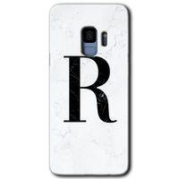 Samsung Galaxy S9 HD Baskılı Kılıf + 9D Tam Ekran Koruyucu - Beyaz Mermer Desenli R Harfi