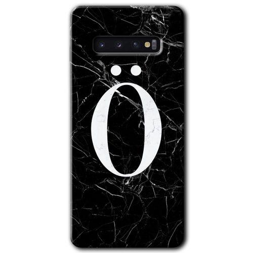 Samsung Galaxy S10 HD Baskılı Kılıf + 9D Tam Ekran Koruyucu - Siyah Mermer Desenli Ö Harfi