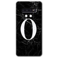 Samsung Galaxy S10 HD Baskılı Kılıf + 9D Tam Ekran Koruyucu - Siyah Mermer Desenli Ö Harfi