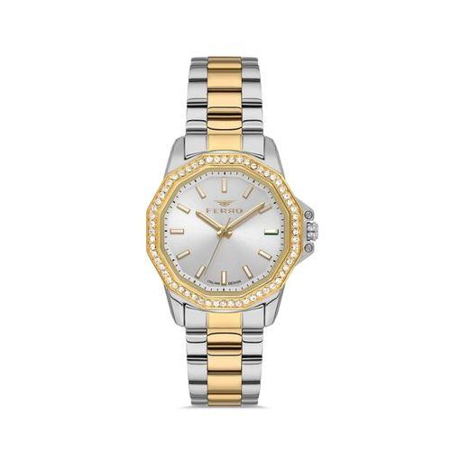 Ferro FL21540AWT-D Quartz Çelik Altın/Gri 32 mm Kadın Kol Saati