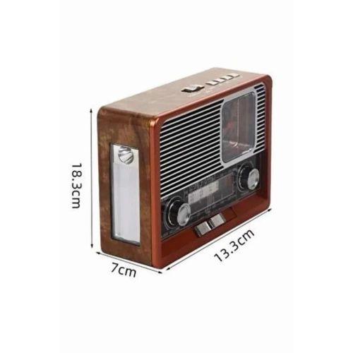 Vintage Nostaljik Radyo Aux Usb Sd Kart Girişli Şarjlı Bluetooth Bağlantılı