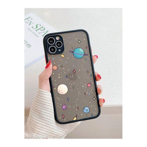 iPhone 11 Pro Max Siyah Kamera Lens Korumalı Gezegenler Desenli Lüx Telefon Kılıfı
