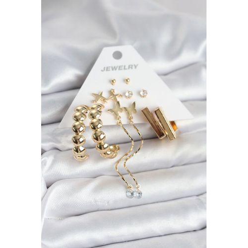 Gold Renk Pirinç 6 Çift Kadın Küpe Seti