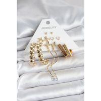 Gold Renk Pirinç 6 Çift Kadın Küpe Seti