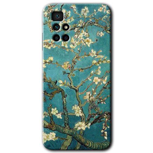 Redmi 10 Kılıf HD Desen Baskılı Arka Kapak - Almond Blossom + Kırılmaz Cam