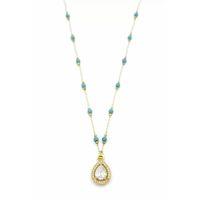 Turkuaz Boncuklu Kolye - Altın