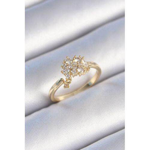 Pirinç Gold Renk Zirkon Taşlı Kadın Yüzük