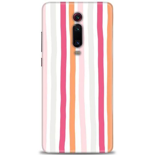 Xiaomi Mi 9T Kılıf HD Baskılı Kılıf - Pembe Çubuklar + Tam Ekran Koruyucu
