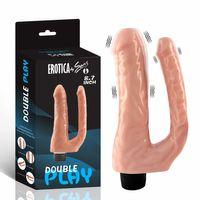 Ultra Soft Realistic Double Penetrator Dildo Vibrator Yumuşak Doku Gerçekçi Çift Taraflı Titreşimli Realistik Yapay Penis
