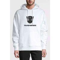 Transformers Baskılı Beyaz Erkek Kapşonlu Sweatshirt