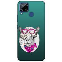 Animax Pembe Fularlı Lama Oppo Realme C15 Kılıf Desenli Silikon