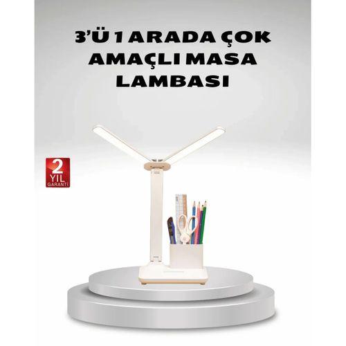 Kısılabilir Led Masa Lambası – Kalemlik Ve Telefon Standlı, Göz Yormayan Işık