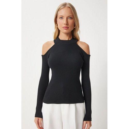 Kadın Uzun Kollu Omuz Dekolteli Kaşkorse Kumaş Bluz