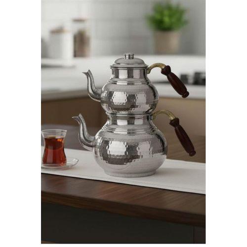 Turna Bakır Klasik Çaydanlık 1 No İnce El Dövme Nikel Turna1964-2