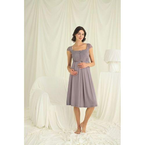 Dantelli Önü Düğmeli Hamile Lohusa Sabahlık Takımı