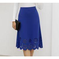 Kadın Yüksek Bel Lazer Kesim Detaylı Midi Ithal Krep Etek