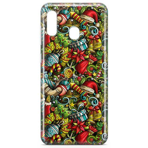 Samsung Galaxy A20 Kılıf Mery Christmas Doodle Arka Kapak Koruma Desenli Full Koruyucu