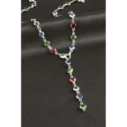 Yuvarlak Zirkon Taşlı Y Kolye