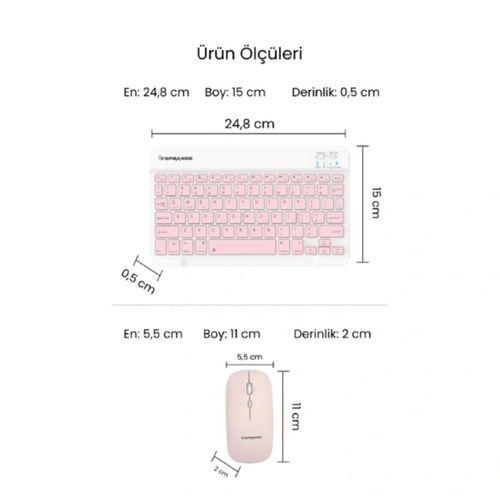 Pembe Kablosuz Klavye Ve Mouse Seti