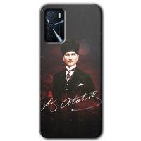 MRCİLETİSİM Oppo A16 Kılıf Kapak - Kemal Atatürk +Hayalet Ekran Yandan Gözükmez
