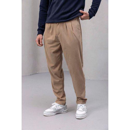 Roy Regular Fit Beli Lastikli Fitilli Kadife Kumaş Fermuarlı Jogger Erkek Pantolon - Bej