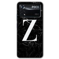 Potkal Hediye Fabrikası Poco x4 Pro Kılıf HD Desen Baskılı Arka Kapak - Siyah Mermer Desenli Z Harfi