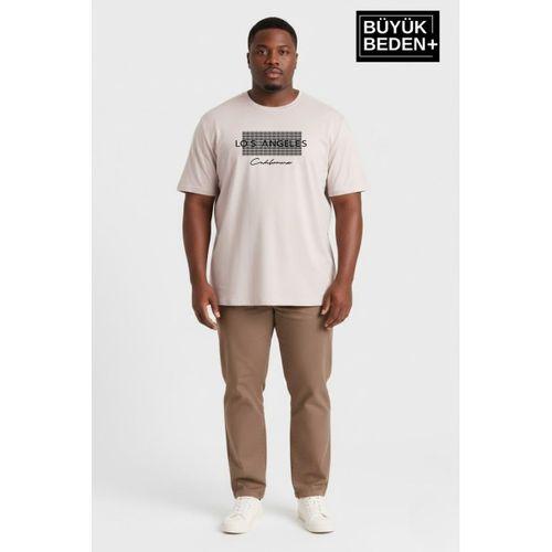 Erkek Büyük Beden Los Angeles Baskılı 3xl-6xl Bisiklet Yaka Tshırt SPR26BTS510-18