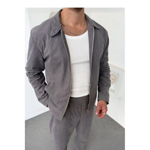 Slimfit Yakalı Astarlı Yan Cep Baggy Pantolonlu Kadife Takım