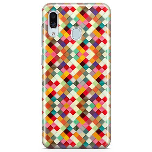 Samsung Galaxy A20 Kılıf Karo Taşlar Arka Kapak Koruma Desenli Full Koruyucu