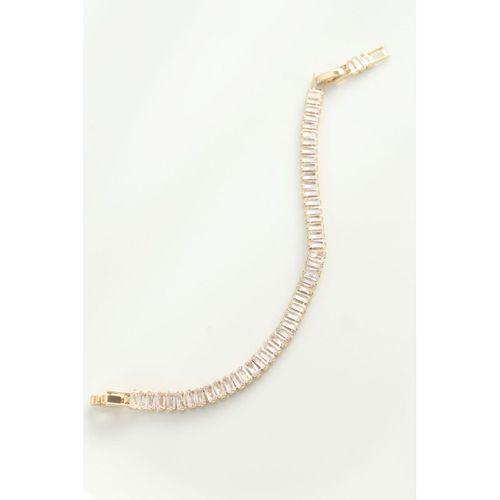 Pirinç Zirkon Taşlı Gold Renk Su Yolu Bileklik - TJ-BB6044