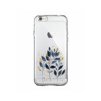 iPhone 6s Plus Mavi Yaprak Desenli Şeffaf Silikonlu Kılıf