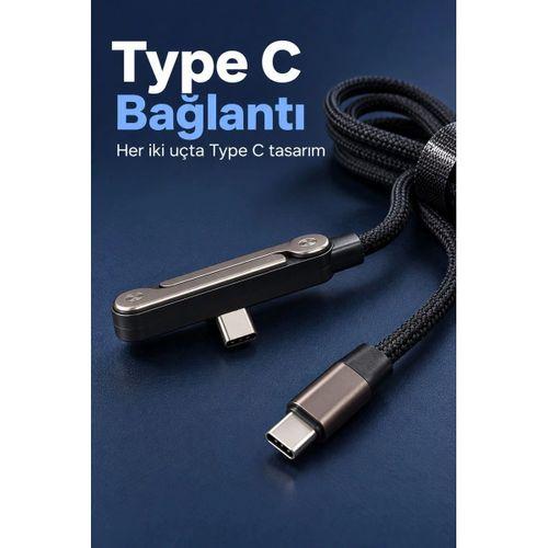 Type C Şarj Kablosu Katlanabilir Telefon Standlı Örgü Tasarım