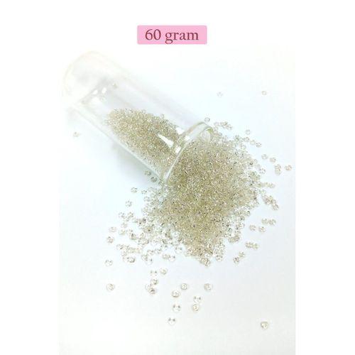 Dökme Cam Kum Boncuk (11/0) 2 mm - 60 Gram -  Şeffaf Beyaz - BNC053