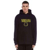 Nirvana Baskılı Siyah Erkek Kapşonlu Sweatshirt