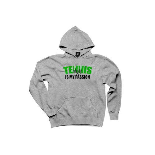 Tennis is My Passion Gri Kapşonlu Sweatshirt Hoodie
