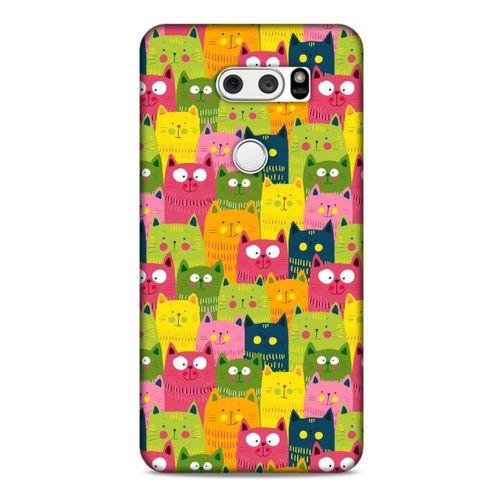 Lopard LG K50S Uyumlu Kılıf Kediler (35) Fit Design Kılıf Sarı Yeşil