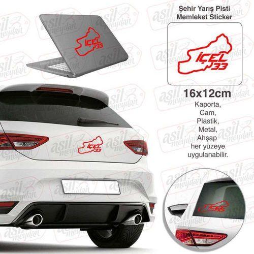 İçel İli 33 Plaka Kodu Memleket Kırmızı Yarış Pisti Sticker - Oto Araba Etiket, Aksesuar, Tuning