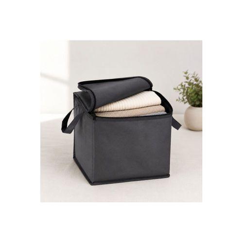 Mini Hurç Antrasit 25x25x25 cm Fermuarlı Katlanabilir Çorap Kazak Havlu Saklama Hurcu