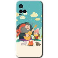 MRCİLETİSİM Vivo Y33s Kılıf HD Desen Baskılı Arka Kapak+Temperli Cam - Kış Pikniği