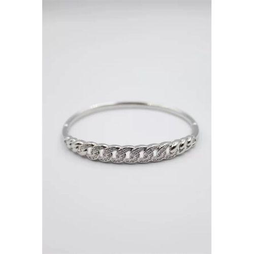 Taşlı Vip Bilezik - Gümüş