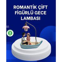Romantik Sandal Üzerinde Çift Figürü Led Gece Lambası Masa Dekoru