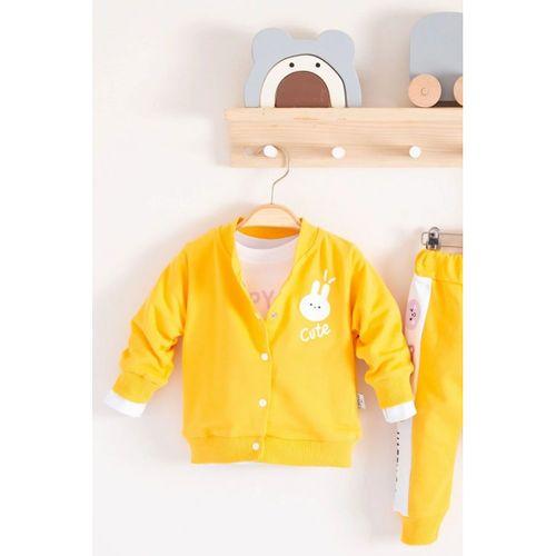 Cute Funny Desenli Kapişonlu Pamuklu 3'lü Kız Bebek Takımı
