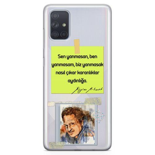 Samsung Galaxy A71 Kılıf Caps Nazım Hikmet Arka Kapak Koruma Desenli Full Koruyucu