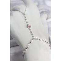 Gümüş Renk Pirinç Zirkon Taşlı Pembe Kalp Model Şahmeran