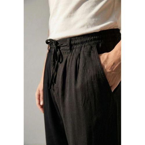 Magnus Tensel Kumaş Relaxed Fit Beli Lastikli Yazlık Erkek Pantolon - Siyah