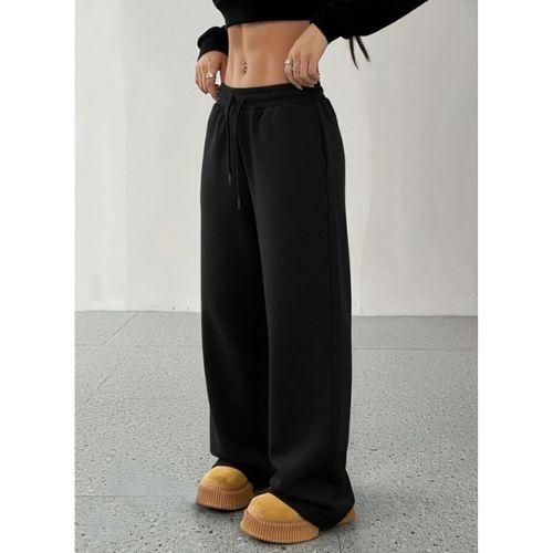 Kadın Yüksek Bel Lastikli Bağcıklı Geniş Kesim Dalgıç Pantolon